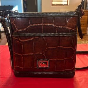 Dooney & Bourke Croc-Embossed Brown Messenger Bag